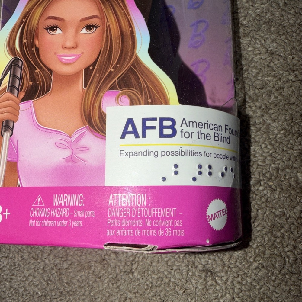 Mattel Barbie Fashionistas Doll #228 Blind AFB With Cane&Sunglasses New In Box - Picture 2 of 6